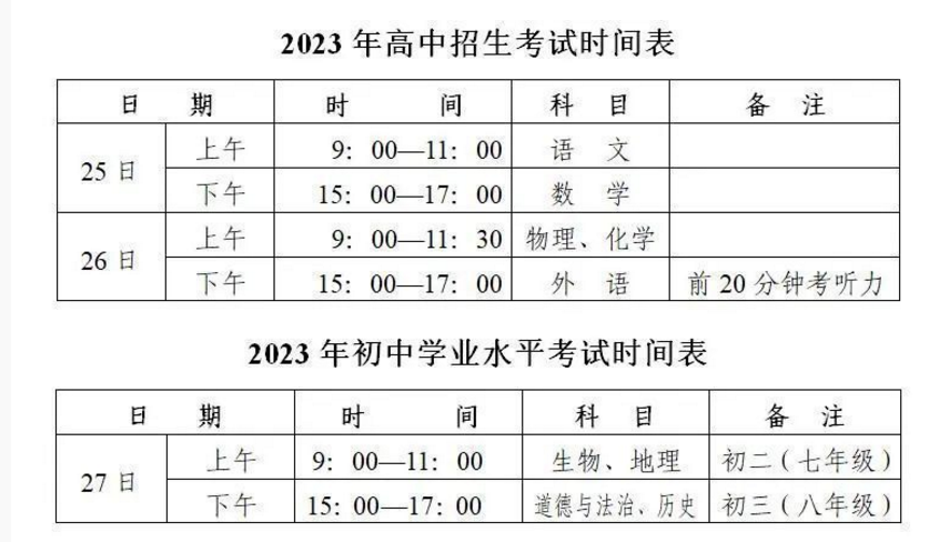 2024年大慶中考考試科目時間安排有哪些